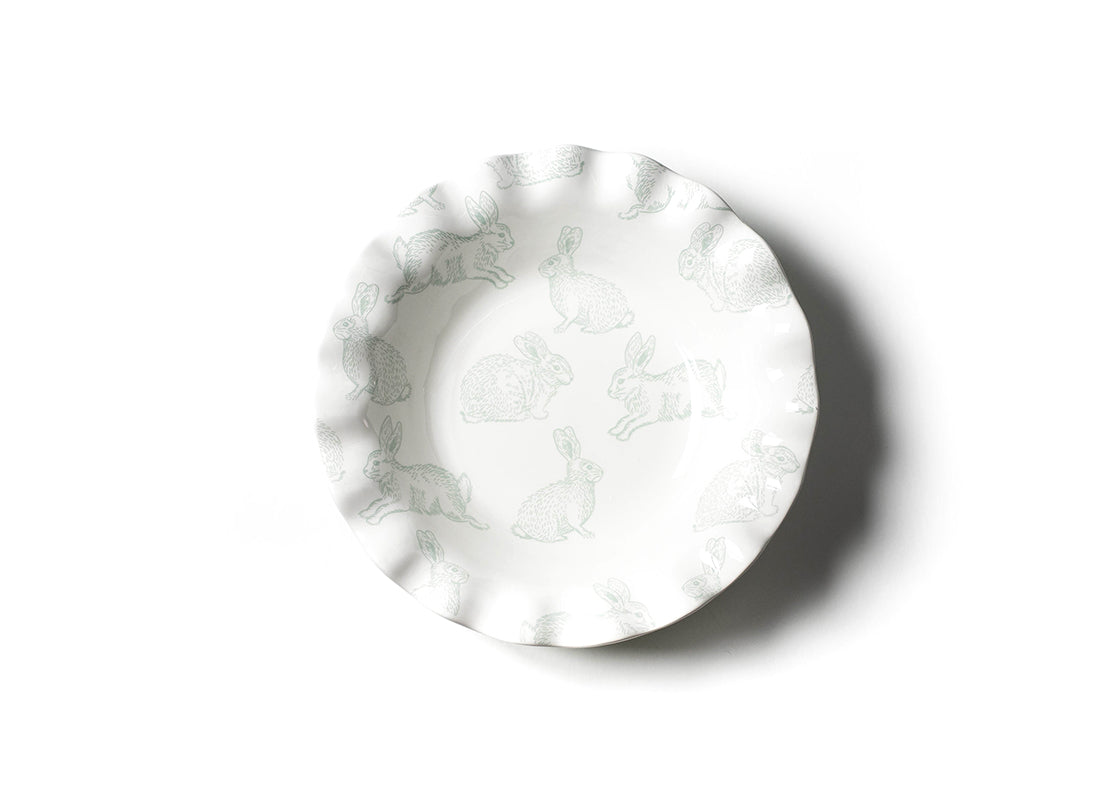 Interior view of Speckled Rabbit 11in Ruffle Best Bowl Showcasing Subtle Hand-Painted Brushstrokes Inside