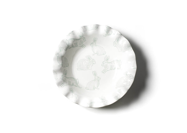 White Ruffle Edge Bowl with Speckled Rabbit Design
