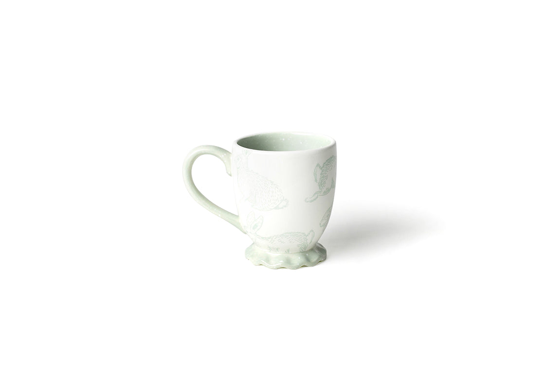Front View of Speckled Rabbit Ruffle Mug Showing Design Details on Outside