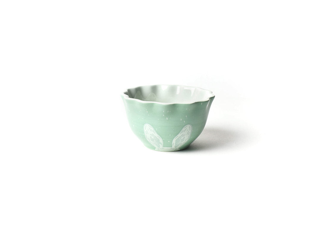 Front View of Speckled Rabbit Ears Ruffle Appetizer Bowl Showcasing Design Details on Outside