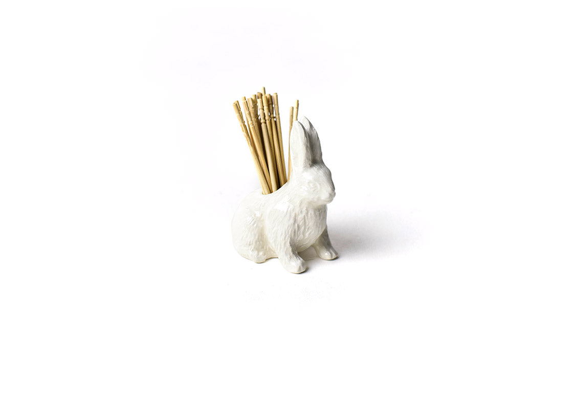 Right Side View of Rabbit Toothpick Holder with Toothpicks Placed for Serving