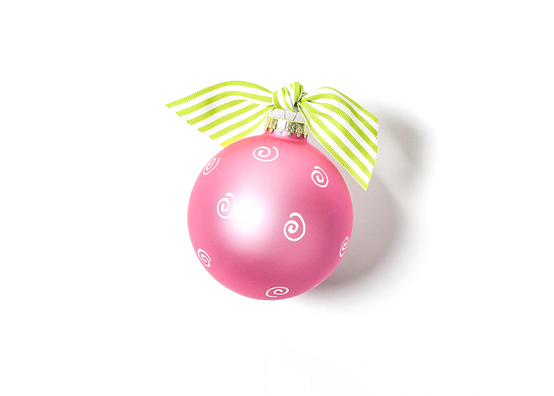 Back View of Pink For This Child Glass Ornament Showing Design Details