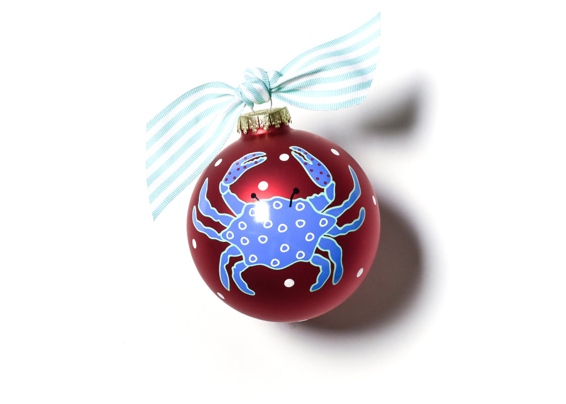 Front View of Blue Crab Glass Ornament