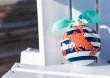 Colorful Lobster on Blue Striped Ornament