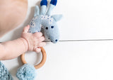 Blue Giraffe Knitted Rattle