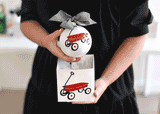 Video Showing Both Sides of Personalized Red Wagon St. Jude Christmas Ornament