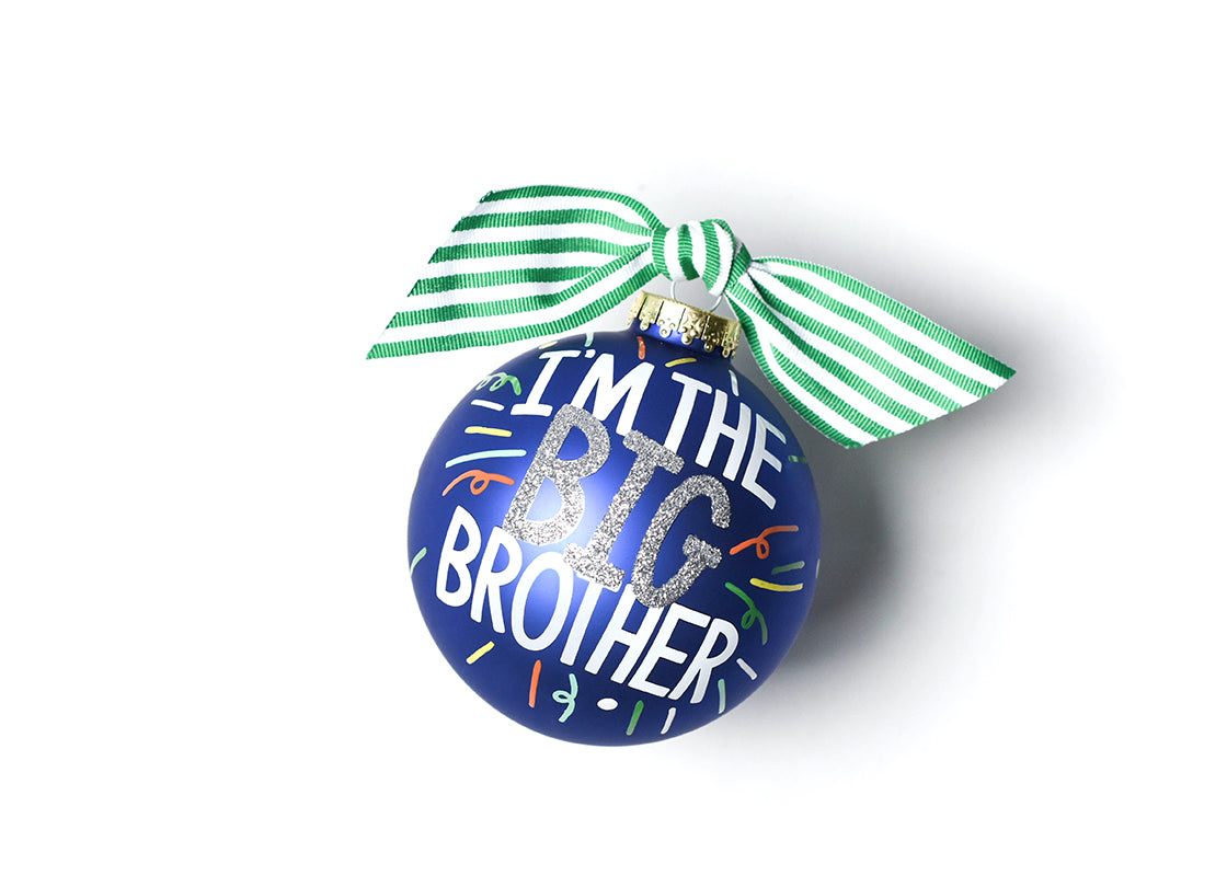 Front View of Big Brother Popper Glass Ornament