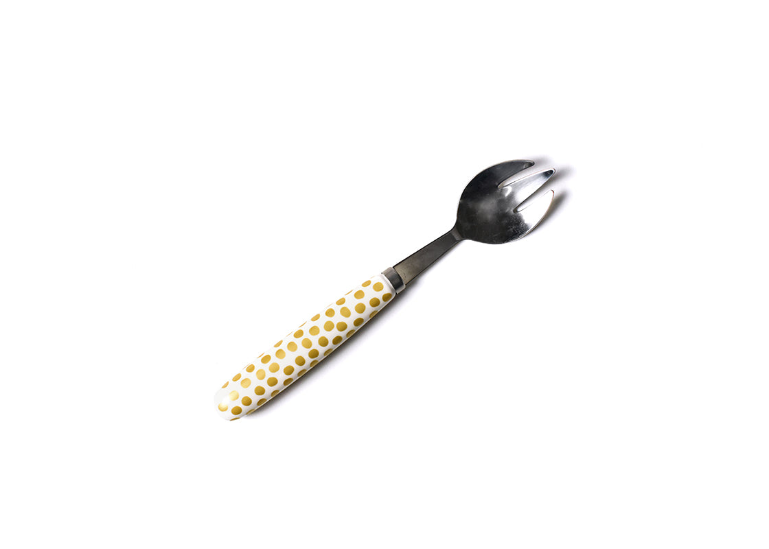 Overhead View of Gold Small Dot Serving Fork