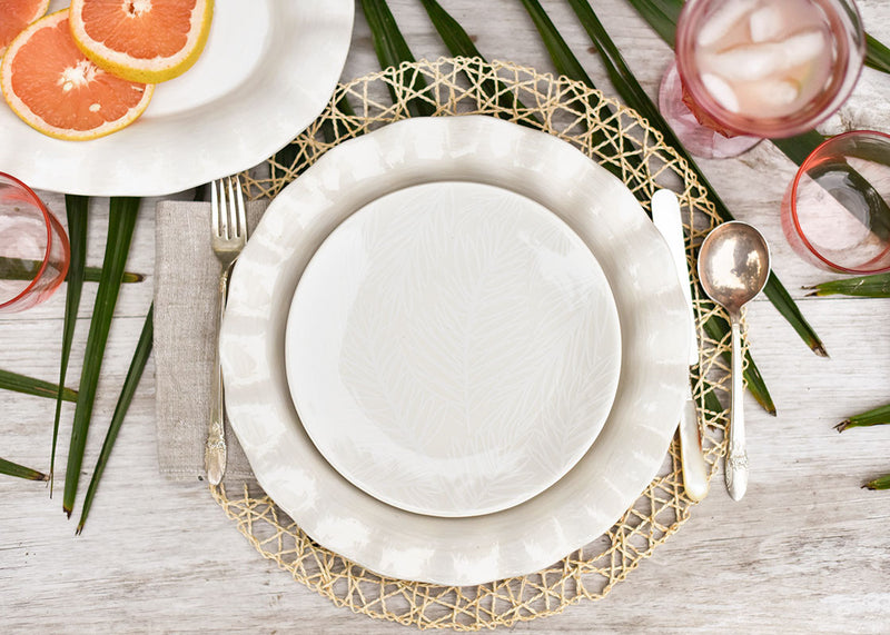 Ruffle Design Signature White Dinner Plate Coordinates with Other Coton Colors Designs