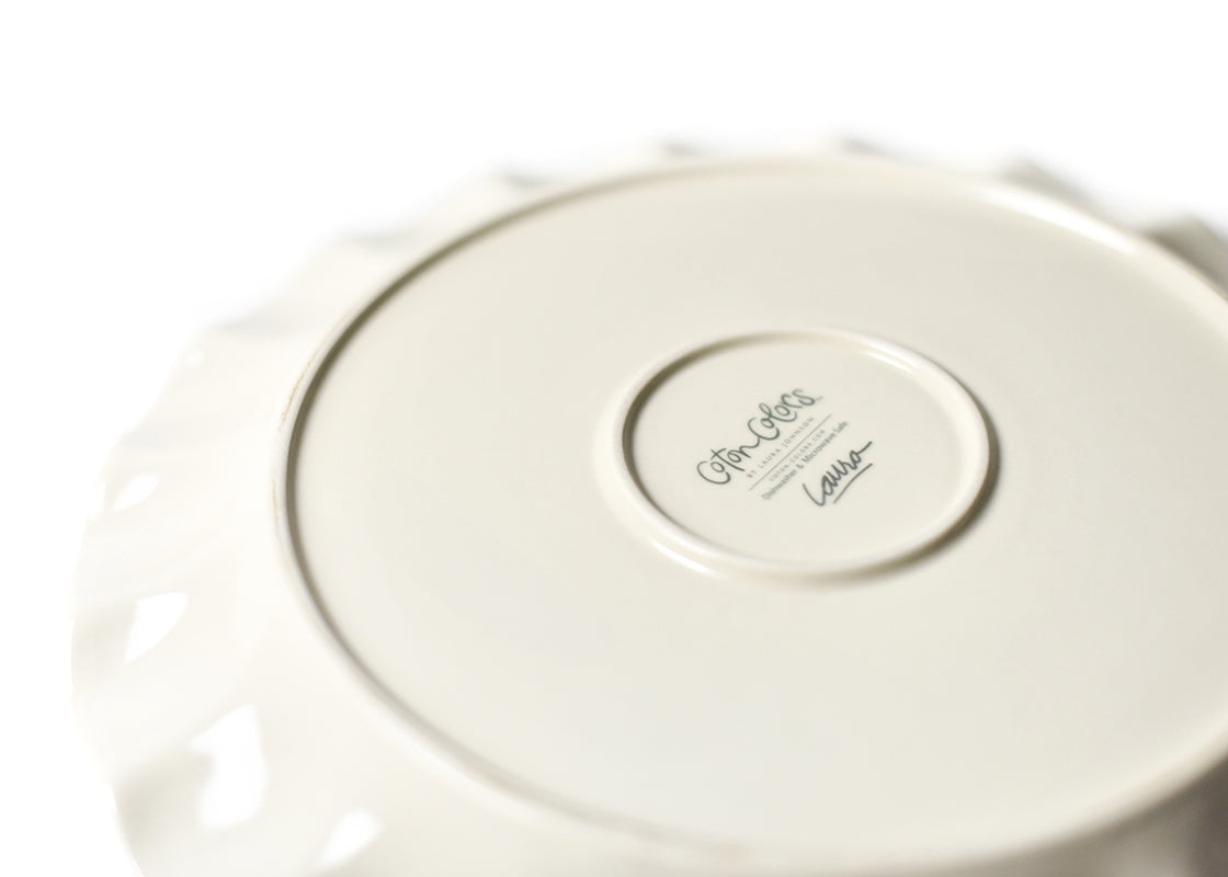 Bottom View Signature White Ruffle Round Platter