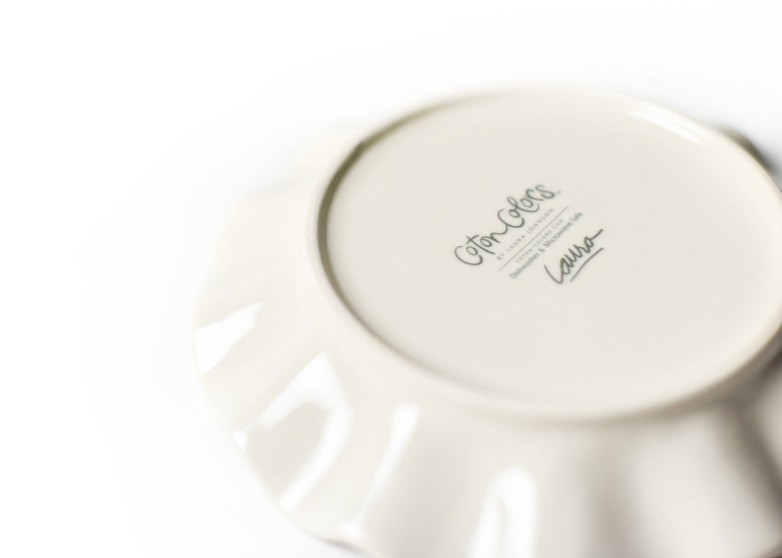 Bottom View Signature White Ruffle Salad Plate