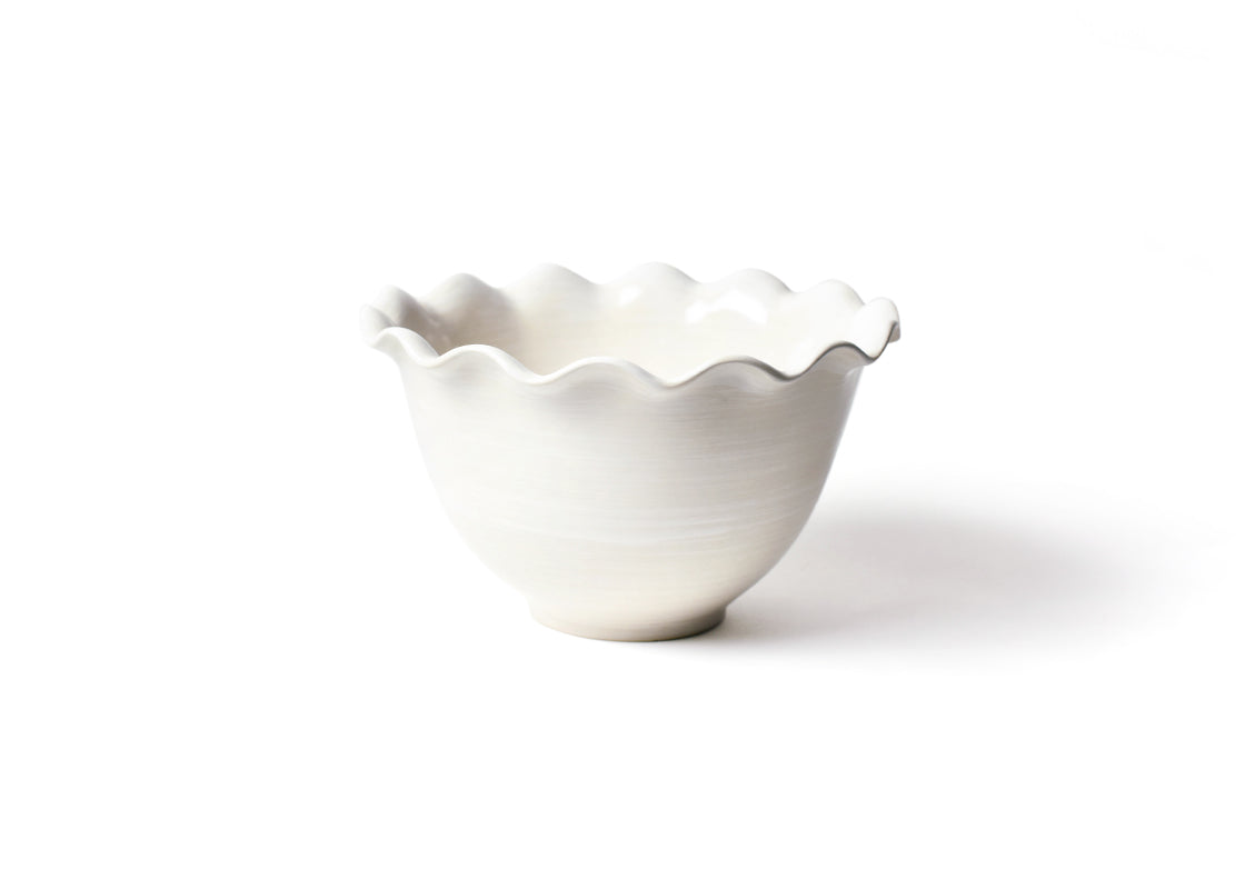 Front View of Signature White 9in Ruffle Bowl