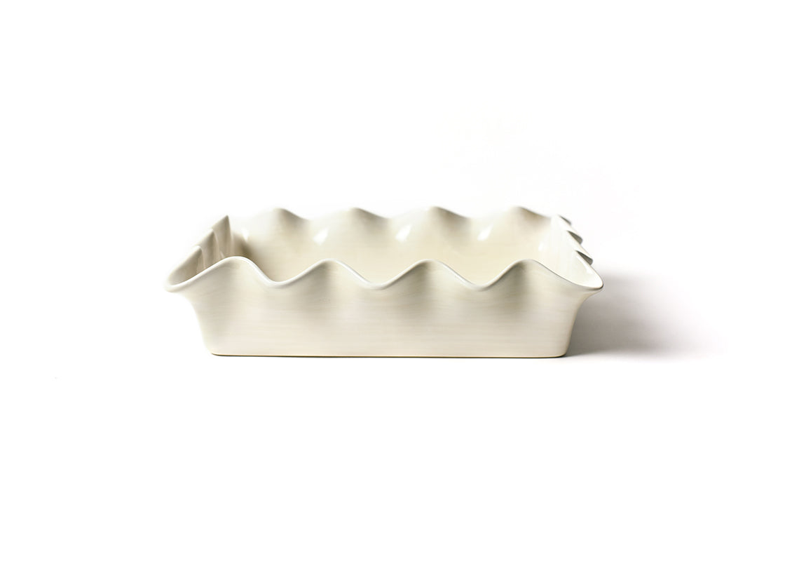 Front View of Signature White 13 Ruffle Casserole Showcasing Hand-Painted Colored Outside