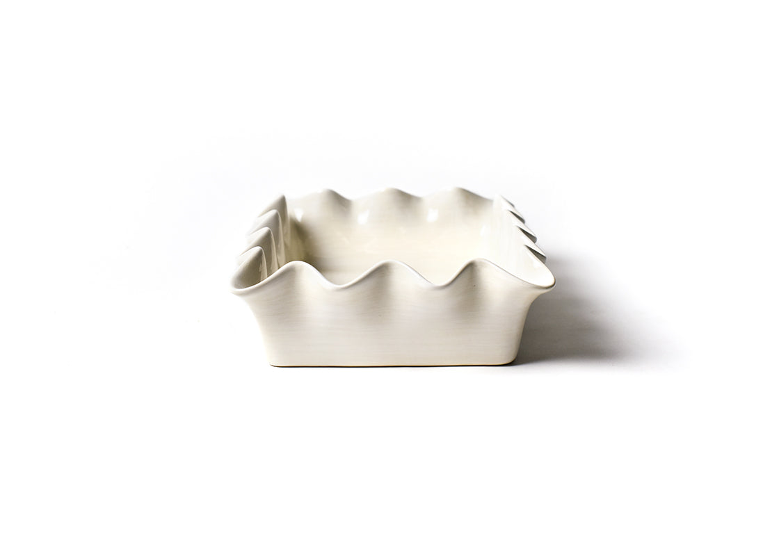 Front View of Signature White 13in Ruffle Casserole