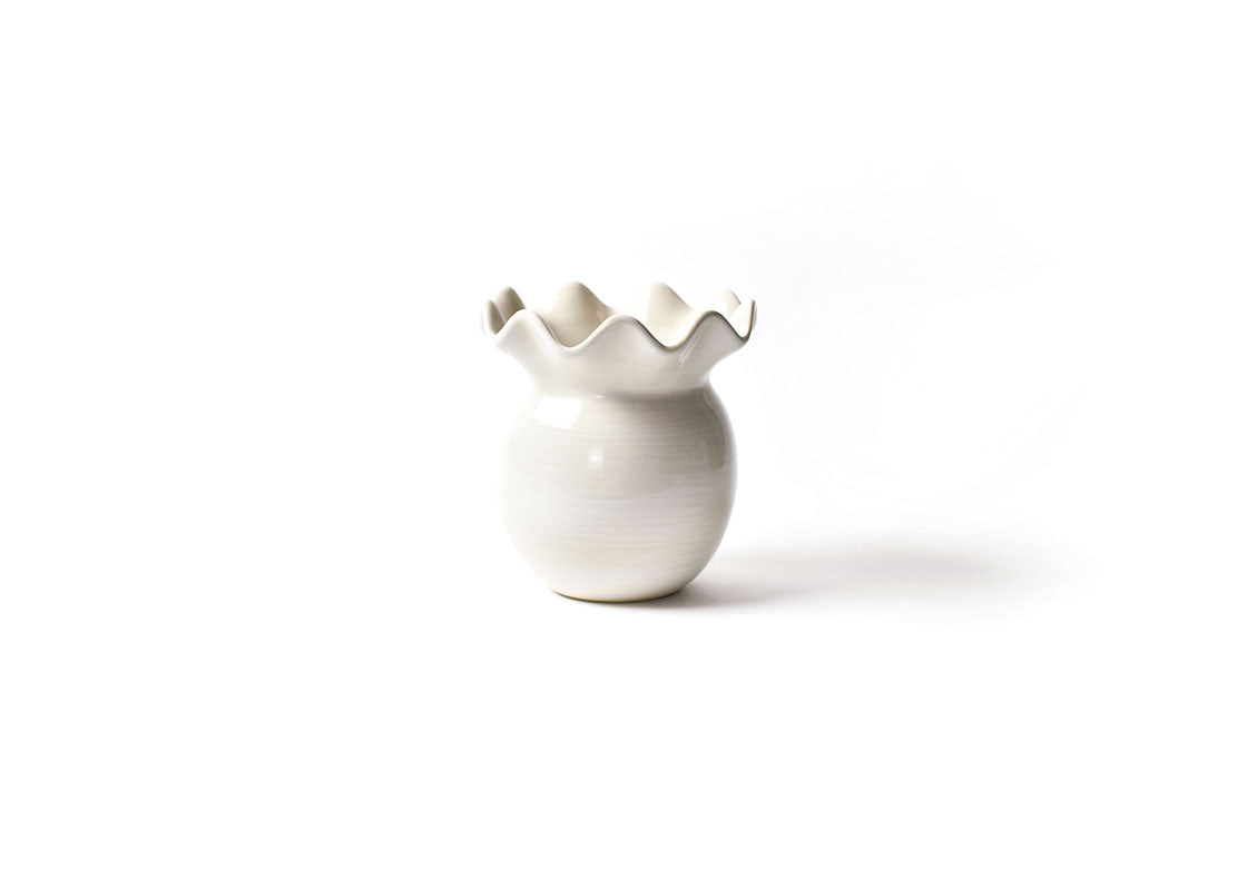 Front View of Signature White Ruffle Vase