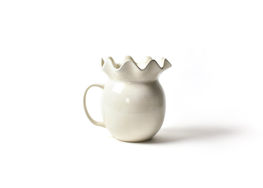 Front View of Signature White Ruffle Pitcher