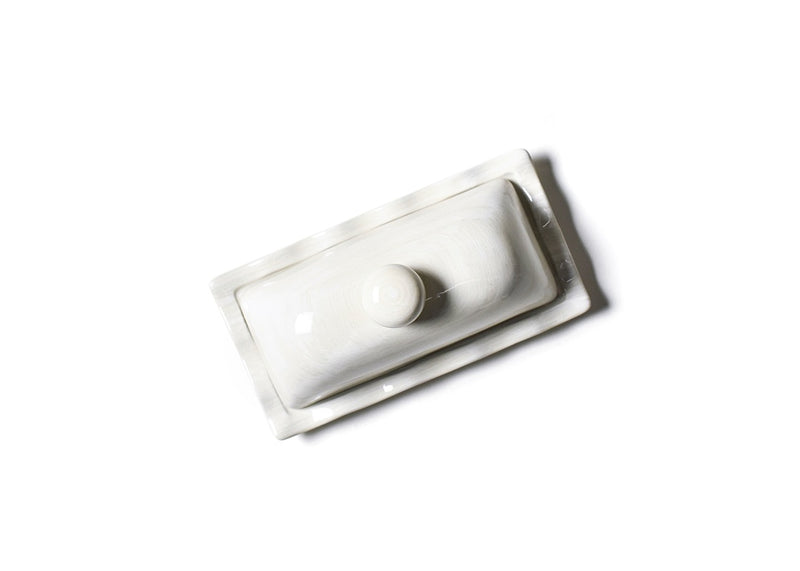 Top View of Signature White Ruffle Domed Butter Dish