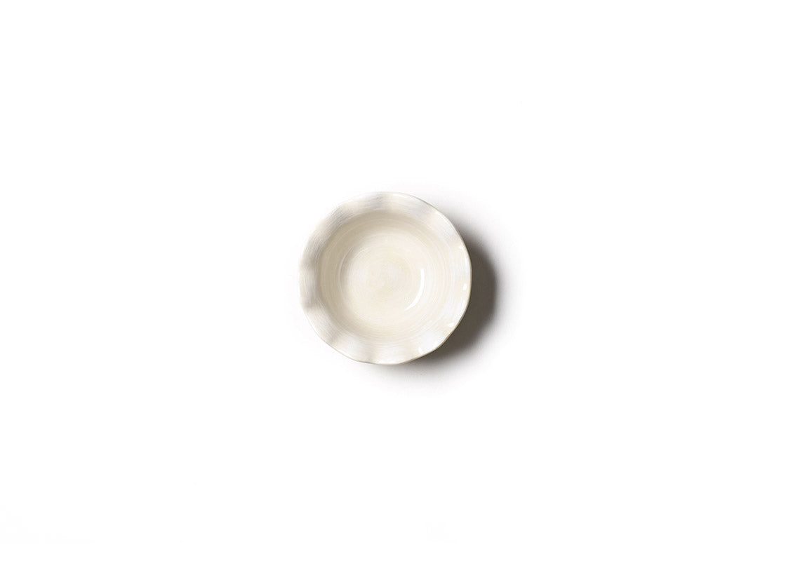Interior view of Signature White Ruffle Dipping Bowl Showcasing Hand-Painted Design Details on Inside