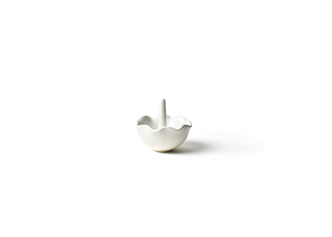 Front View of Signature White Ruffle Ring Dish