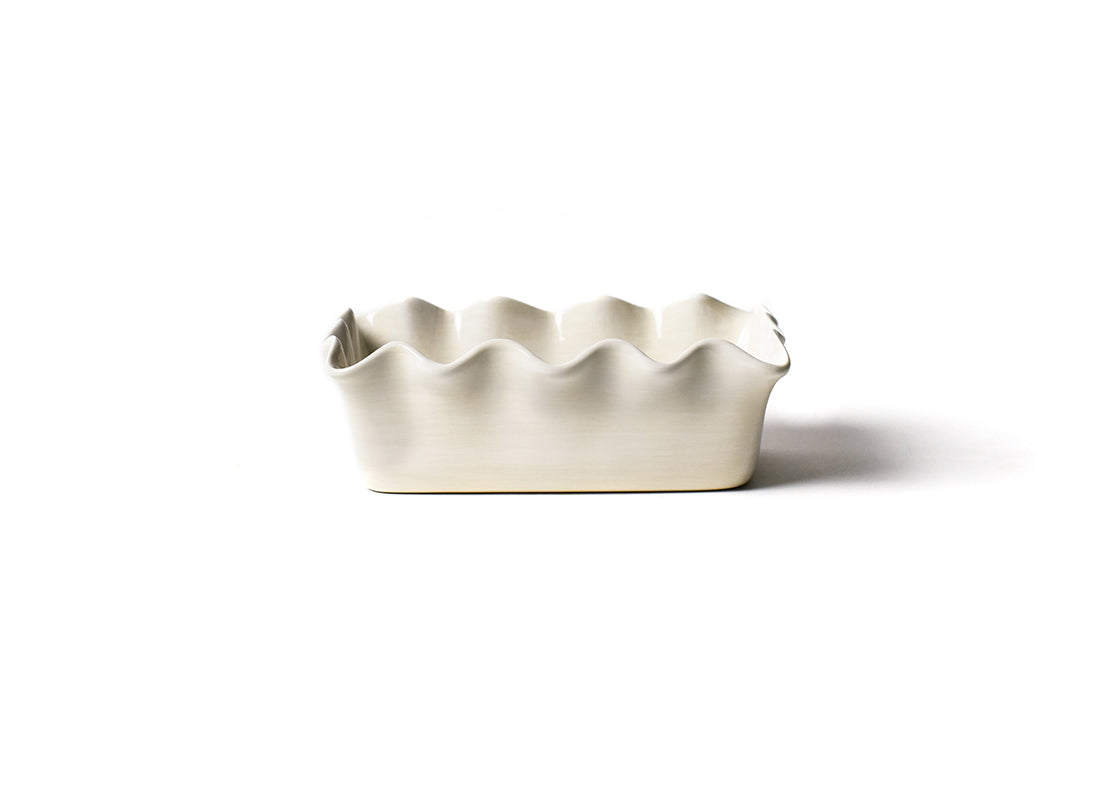 Front View of Signature White Ruffle Loaf Pan