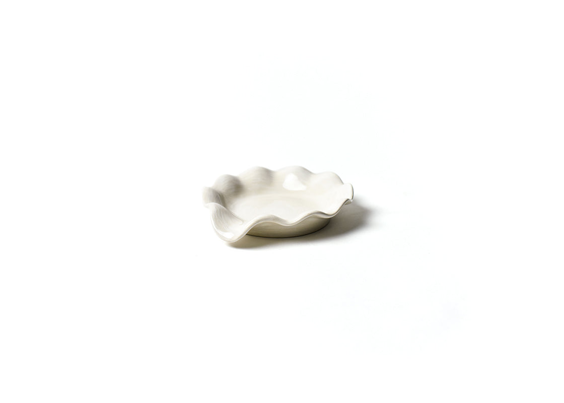 Right Side View of Signature White Ruffle Spoon Rest
