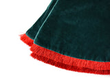 Close Up of Red Trim on Pine Velvet Tree Skirt