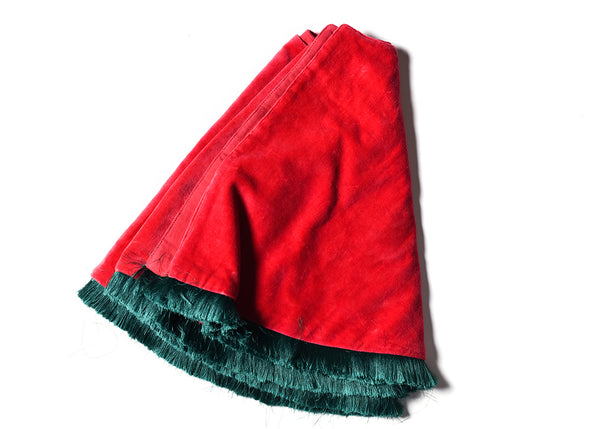 Red Velvet Skirt With Trim for Christmas Tree