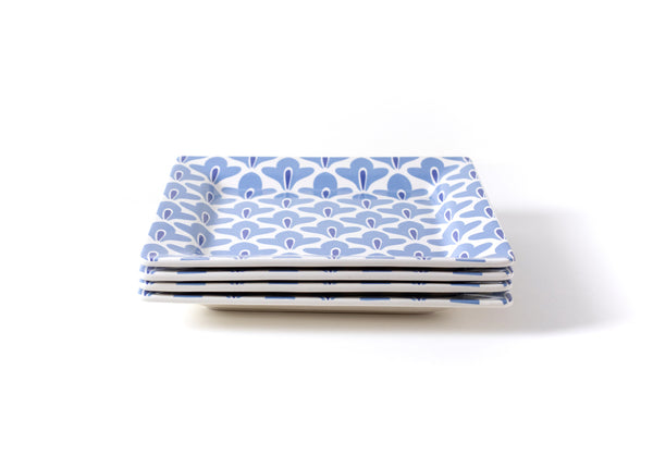 Iris Blue Sprout Square Platter, Set of 4