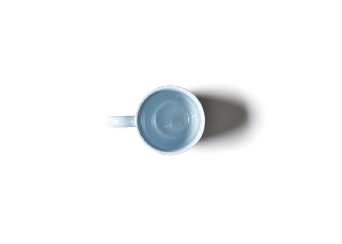 Interior view of Iris Blue Sprout Mug Showcasing Subtle Blue Hand-Painted Color on Inside