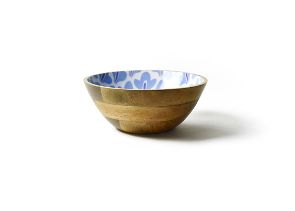 Iris Blue Sprout Mango Wood Footed Bowl