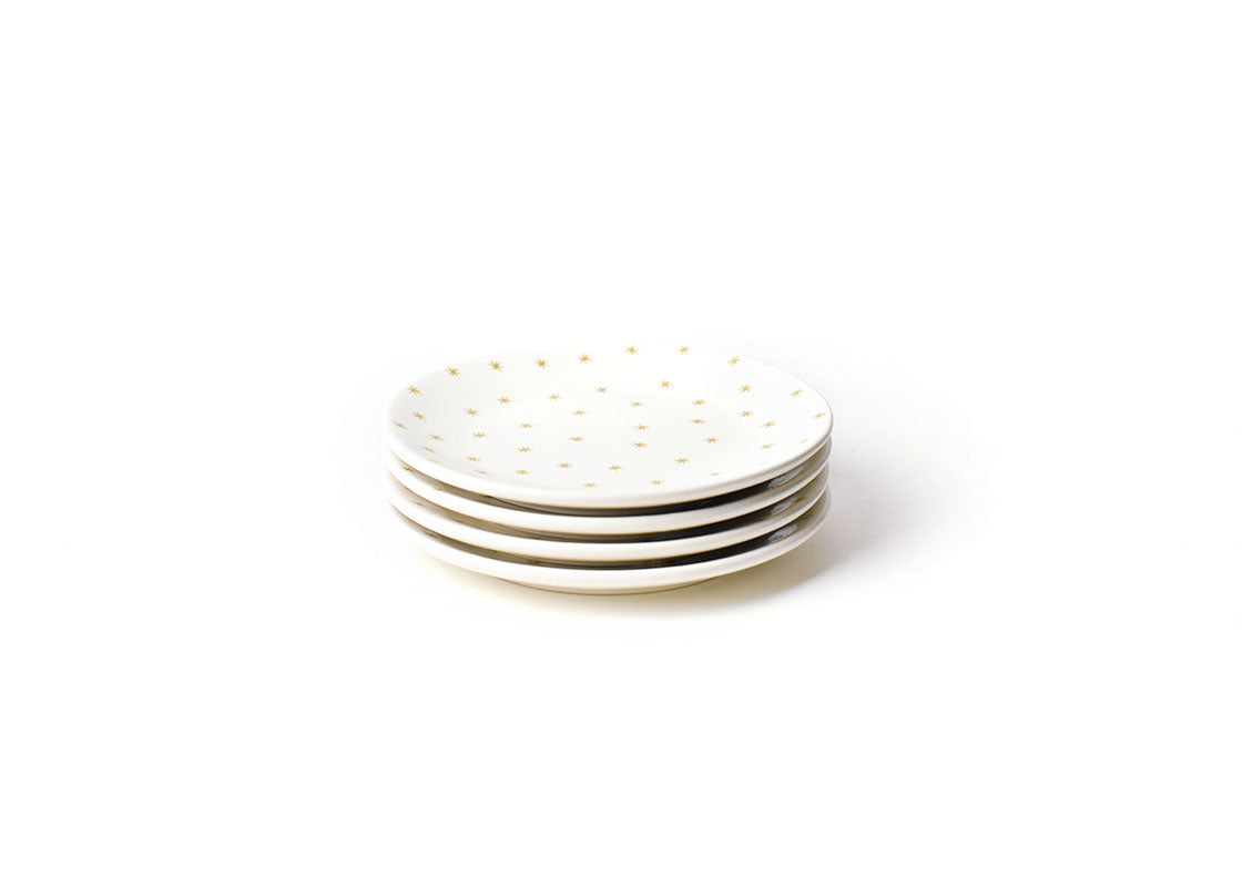 Front View of Neatly Stacked Gold Star Salad Plate Set of 4