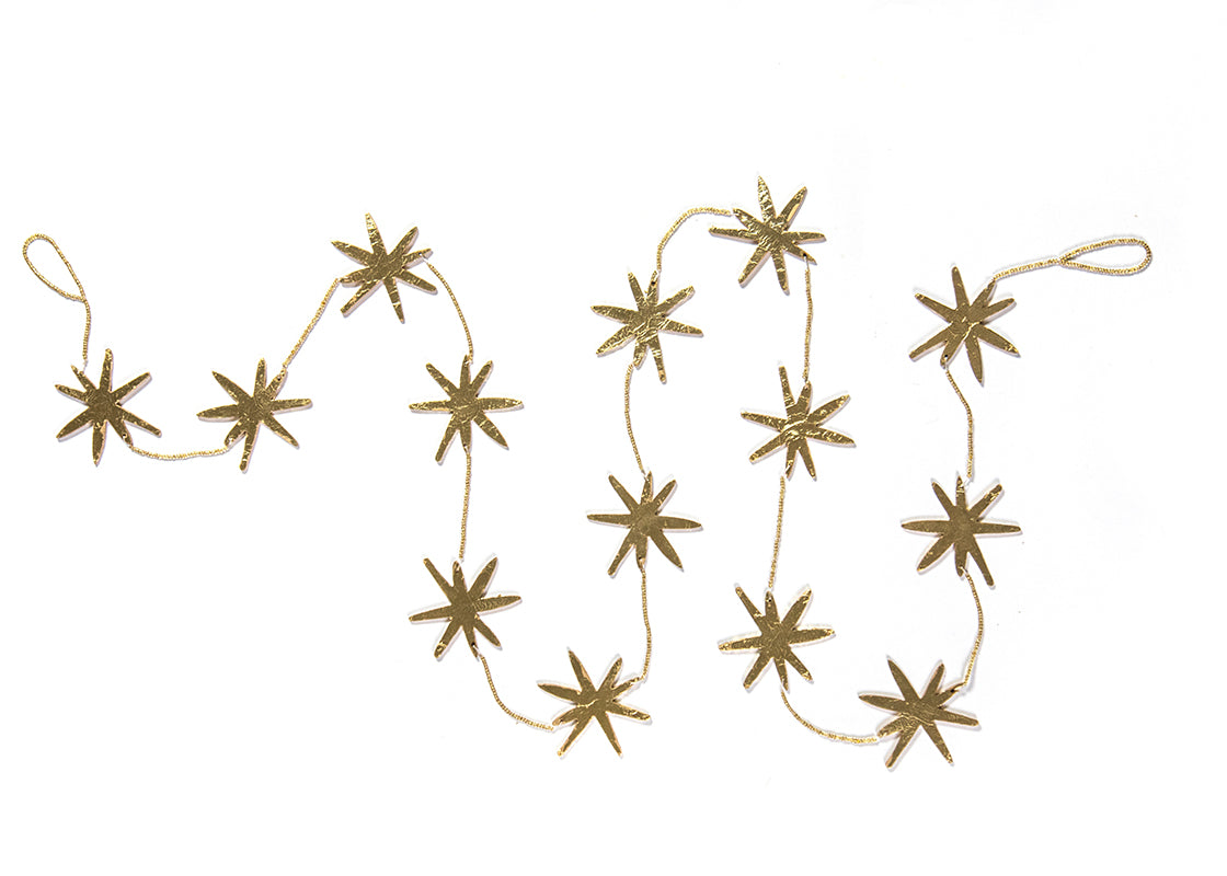 Overhead View of Creatively Placed Gold Star Garland Showing Full Garland