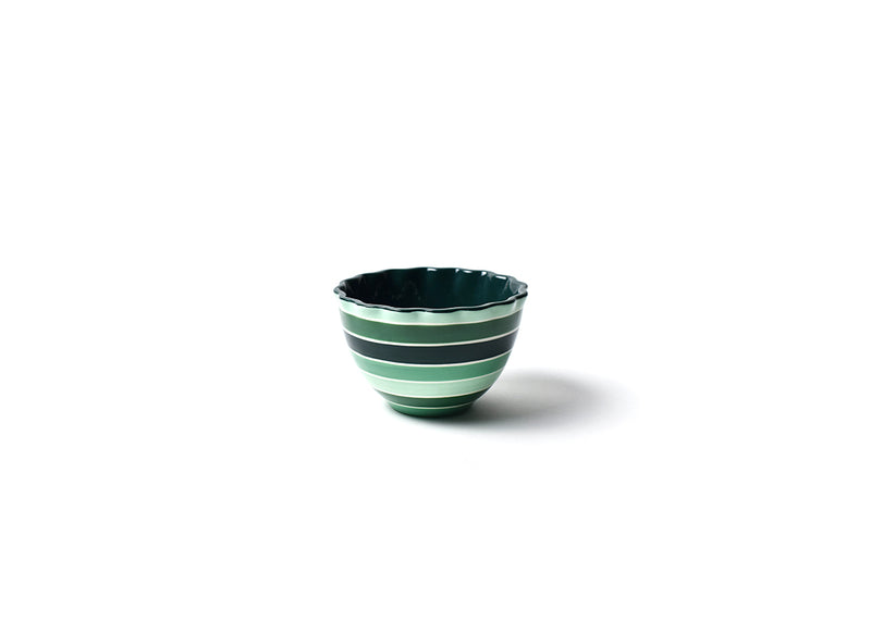 Emerald Stripe Ruffle Appetizer Bowl