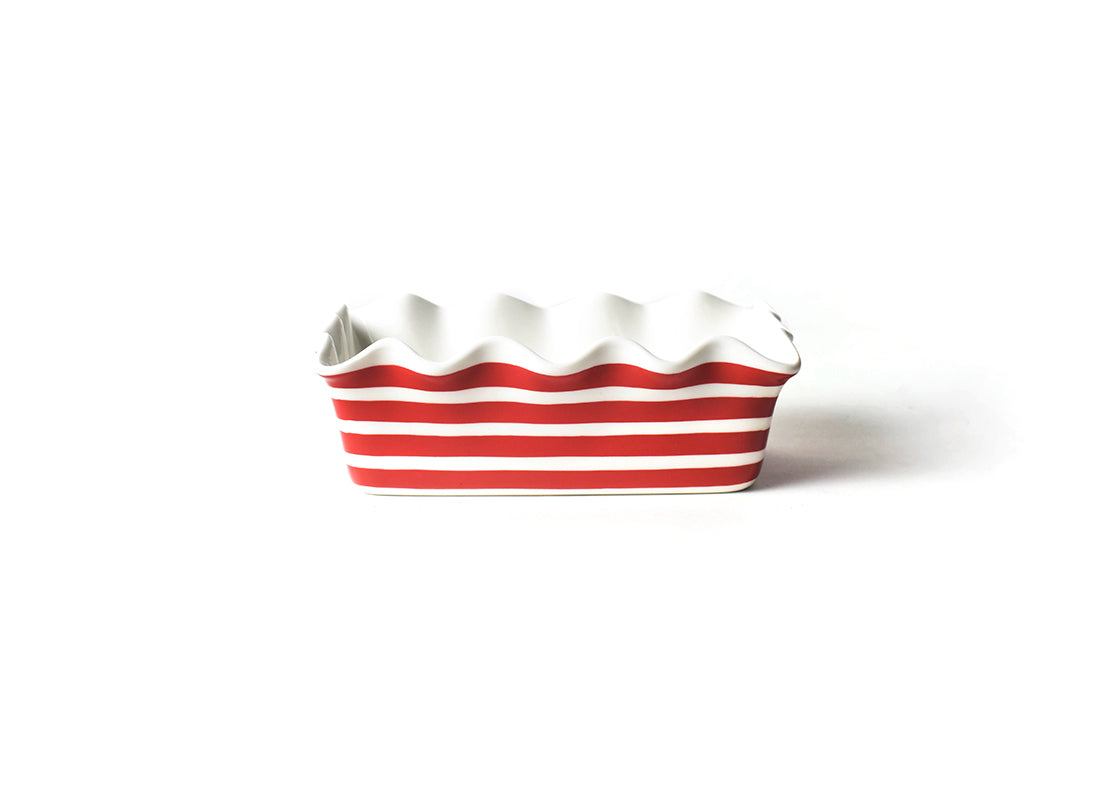 Front View of Red Stripe Ruffle Loaf Pan
