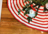 Red Stripe Tree Skirt Under the Christmas Tree