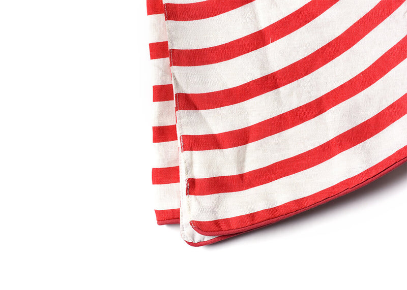 Close Up of Christmas Tree Skirt Red and White Stripe
