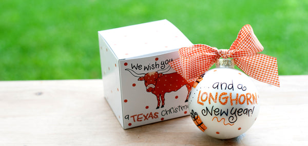 Texas We Wish You Glass Ornament
