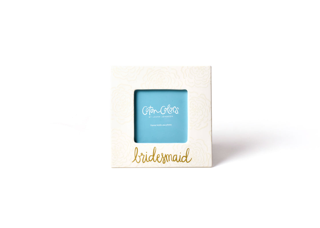 Front View of Ecru Floral Bridesmaid Square Frame