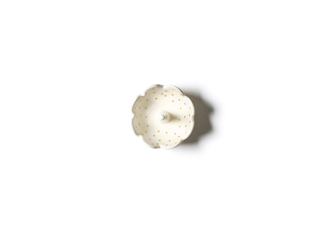 Overhead View of Gold Swiss Dot Scallop Ring Dish