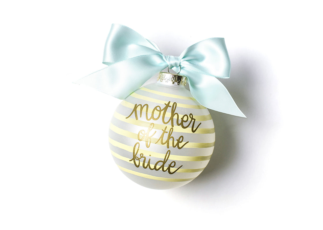 Front View of Stripe Mother of the Bride Glass Ornament