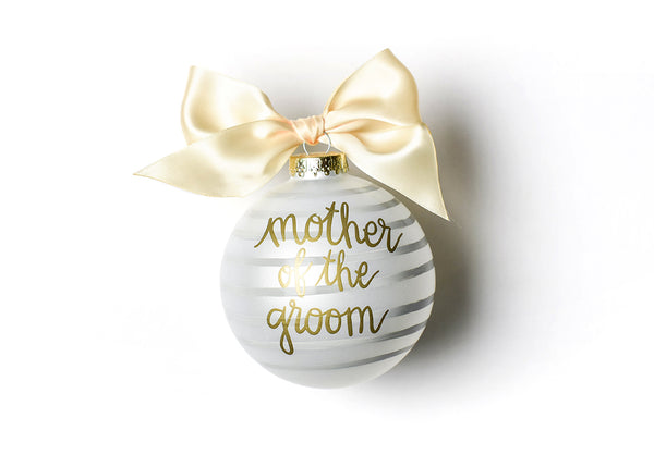 Striped Gold Writing Mother of the Groom Ornament