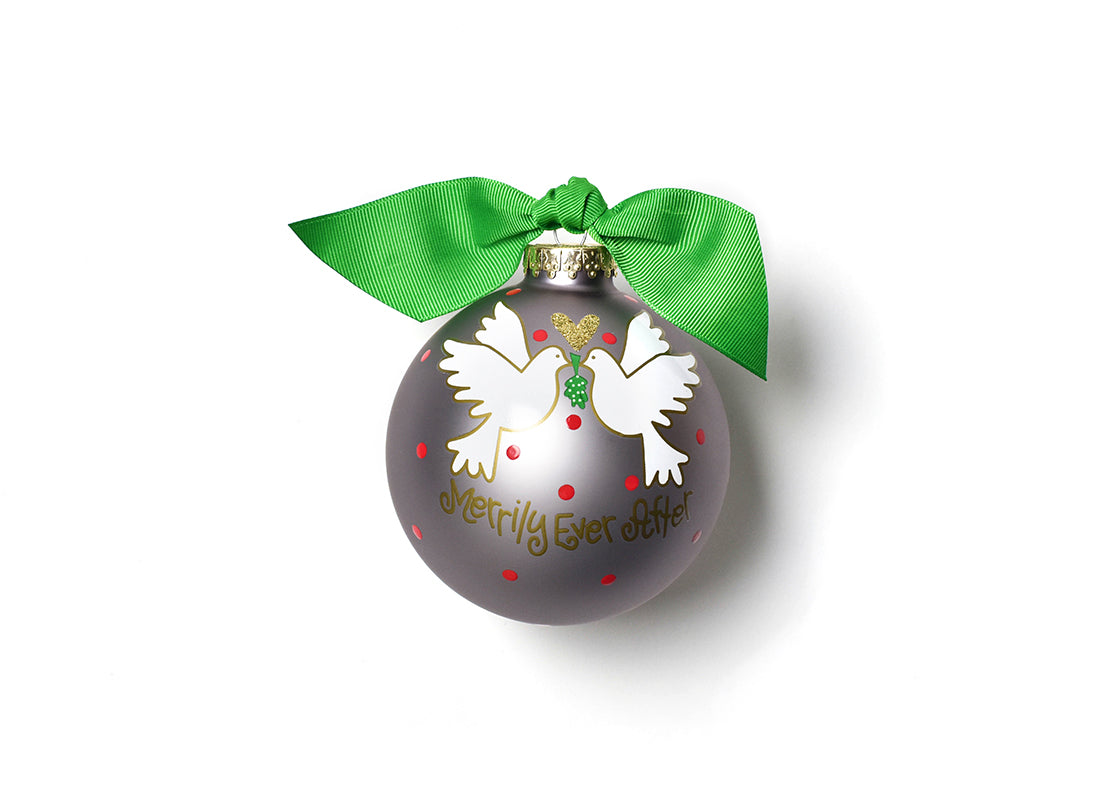 Front View of Merrily Ever After Glass Ornament