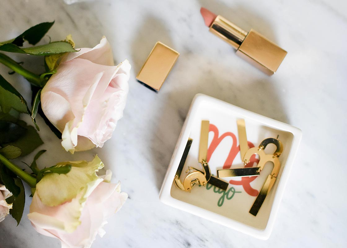 Overhead View of Zodiac Virgo Trinket Dish Holding Knick Knacks